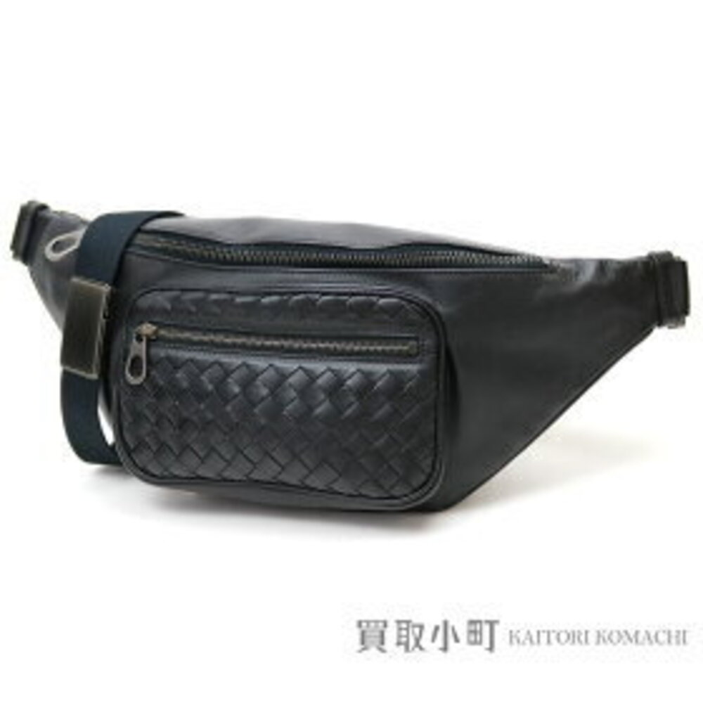 Bottega Veneta Nero Intrecciato Belt hip Waist Body Belt Bum CALF BELTBAG